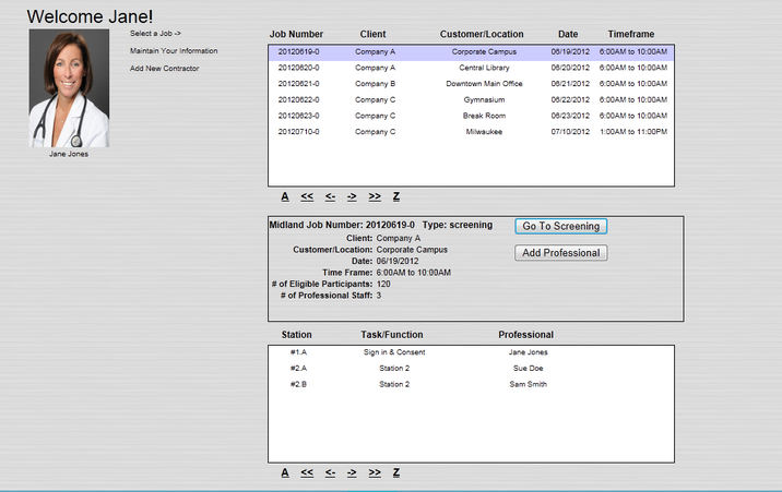 Proprietary biometric data collection system Screenshot