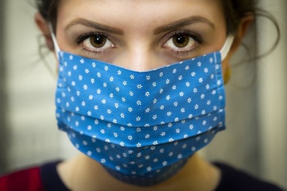 Woman Wearing Mask Because of Covid-19